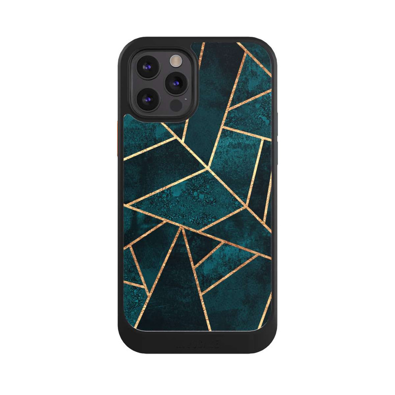 iPhone 12 Pro NIVOcore Tief Blaugrün Stein Gold Druck