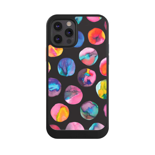 Apple iPhone 12 Pro NIVOcore Bunte Tintenmurmeln Punkte Schwarz