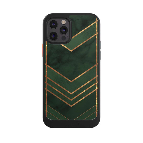 Apple iPhone 12 Pro NIVOcore Dark Green Pattern Golden Stripes