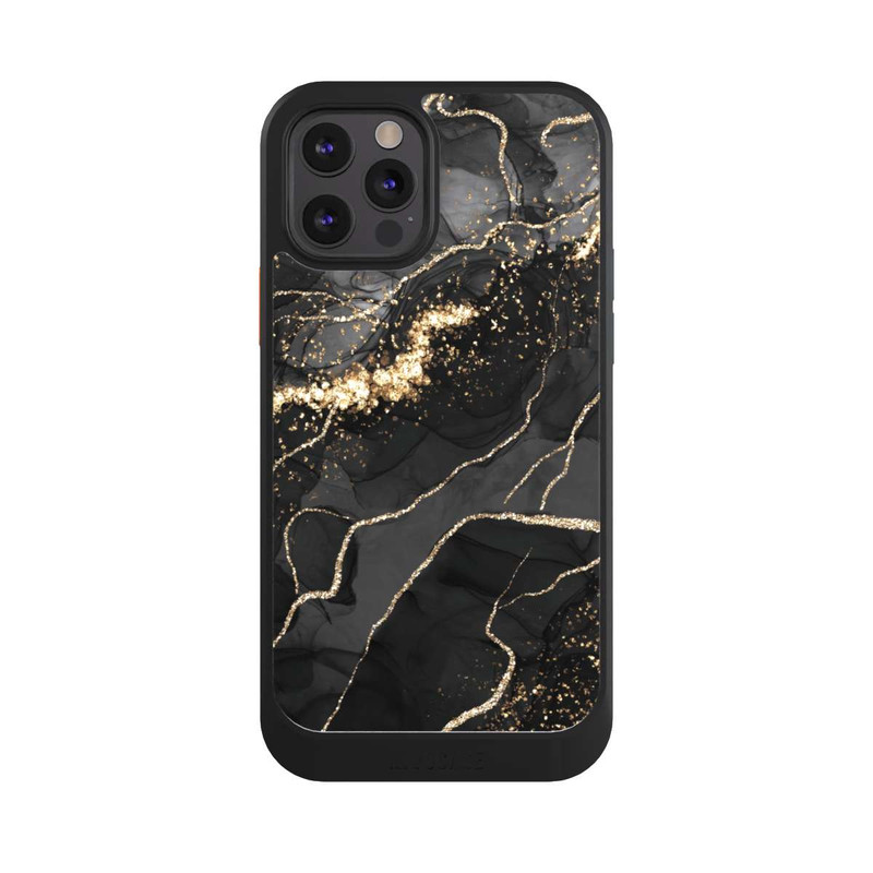 iPhone 12 Pro NIVOcore Look Spirales de Marbre Sombre & Or