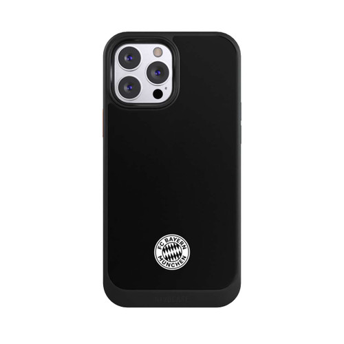 Apple iPhone 13 Pro Max NIVOcore Logo FCB Classique Petit - Blanc sur Fond Noir