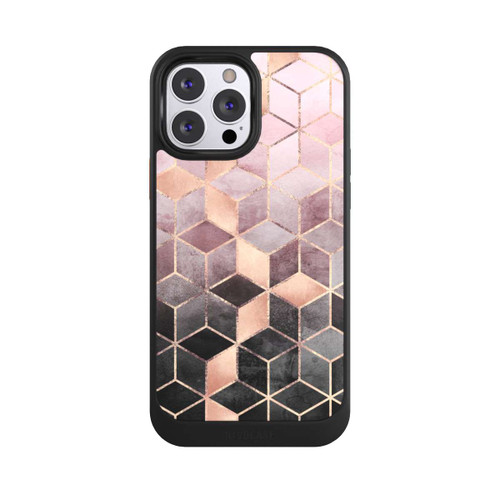 Apple iPhone 13 Pro Max NIVOcore Imprimé Cubes Dégradés Gris Rose