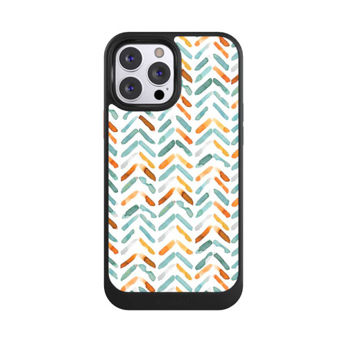 Apple iPhone 13 Pro Max NIVOcore Elegantes Herbstchevron Blau Orange