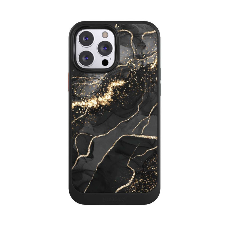 iPhone 13 Pro Max NIVOcore Look Spirales de Marbre Sombre & Or