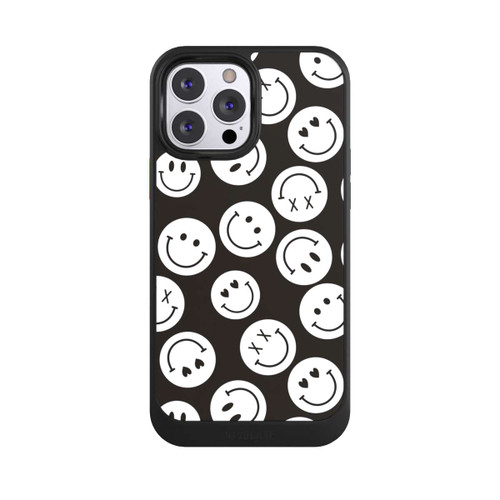 Apple iPhone 13 Pro Max NIVOcore Smiles Emotes Pattern Black And White