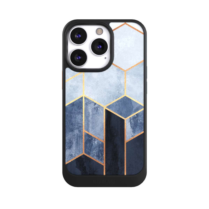 iPhone 13 Pro NIVOcore Blauer Farbverlauf Sechsecke Golddruck