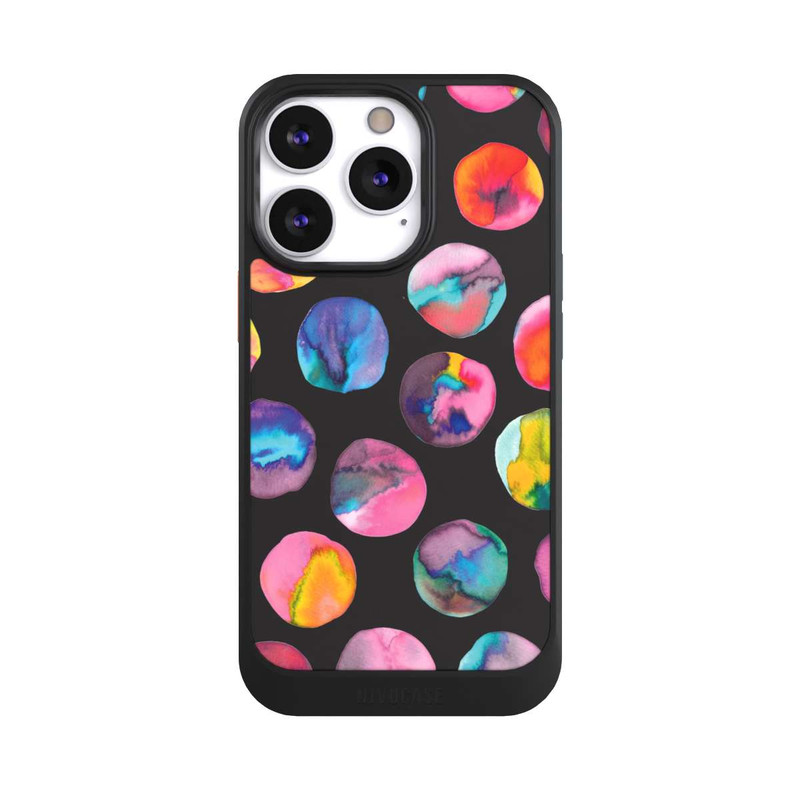 iPhone 13 Pro NIVOcore Bunte Tintenmurmeln Punkte Schwarz