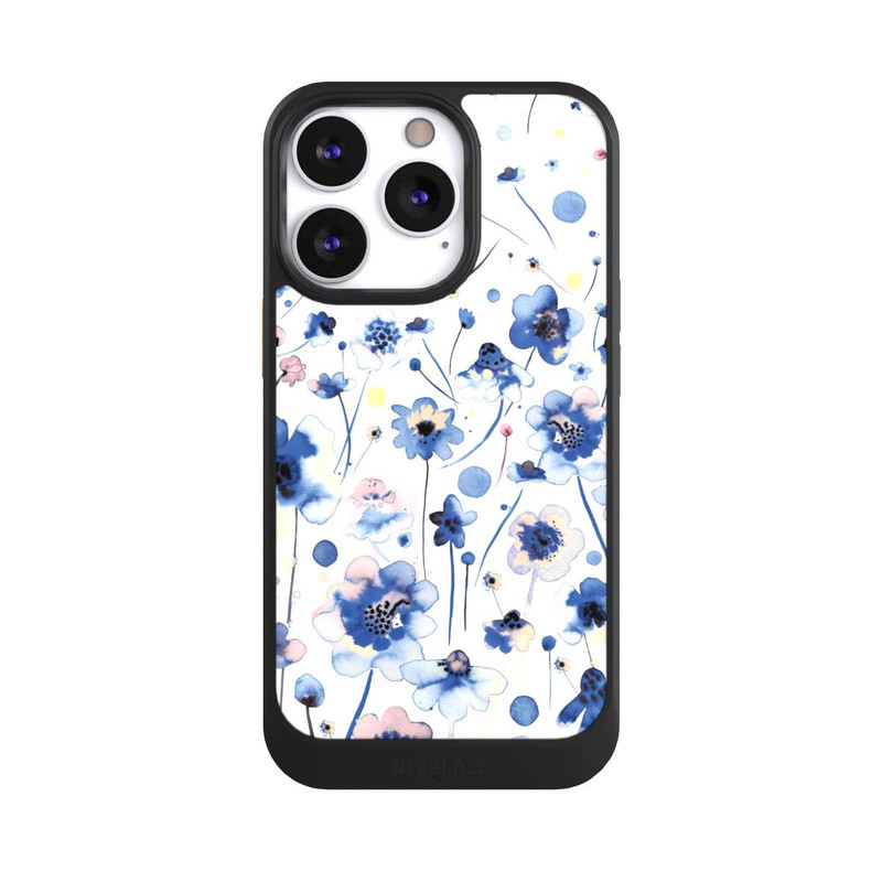 iPhone 13 Pro NIVOcore Fleurs bleues d’encre aquarelle