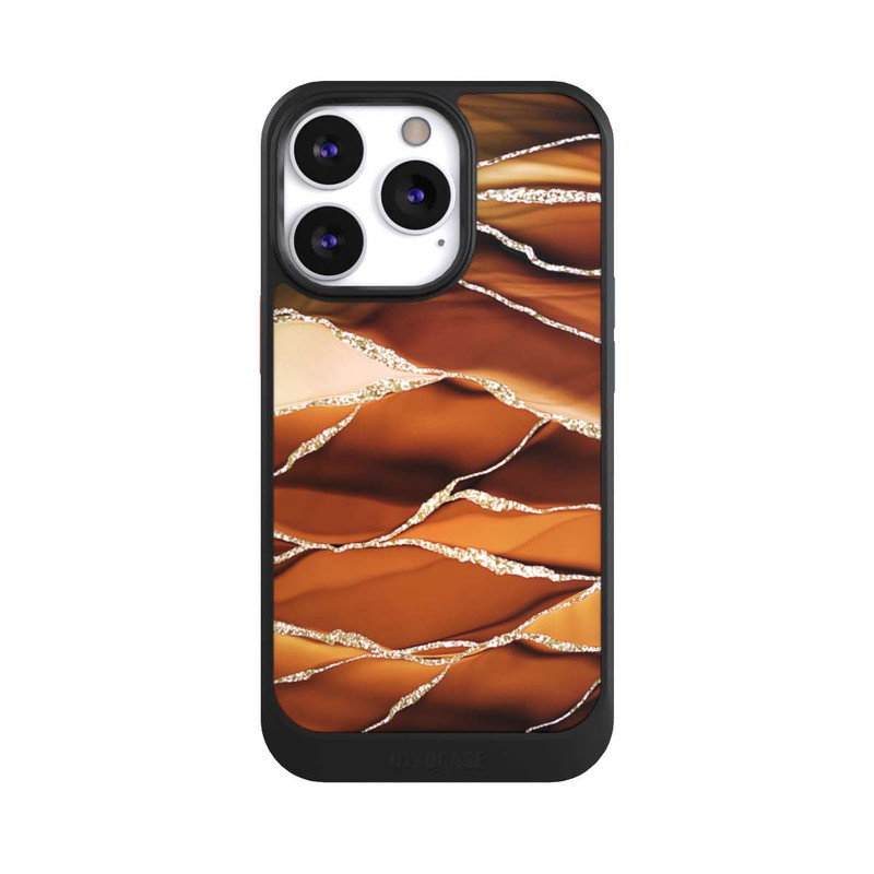 iPhone 13 Pro NIVOcore Rayures marbrées marron aspect pailleté