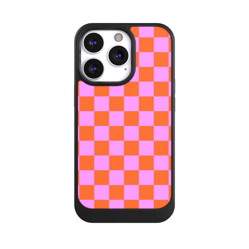 iPhone 13 Pro NIVOcore Checked Pattern Orange Pink Small Squares