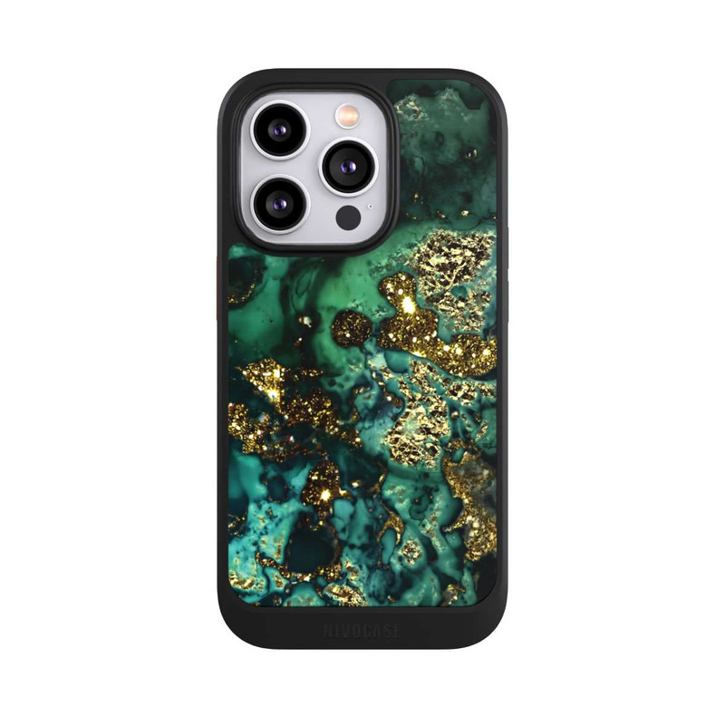 iPhone 14 Pro NIVOcore Cyan Glitzer Marmorlook