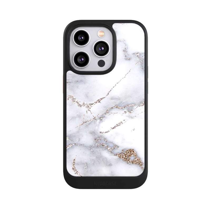 iPhone 14 Pro NIVOcore Silberglitzer Marmorlook
