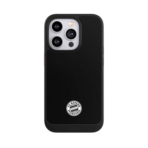 Apple iPhone 14 Pro NIVOcore Logo FCB Classique Petit - Blanc sur Fond Noir