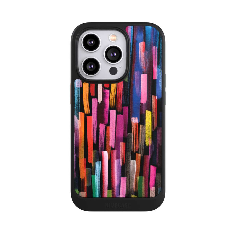 iPhone 14 Pro NIVOcore Coups De Pinceaux Colorés Noir