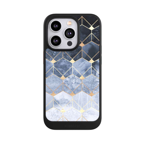Apple iPhone 14 Pro NIVOcore Blue Hexagons And Diamonds Gold Print