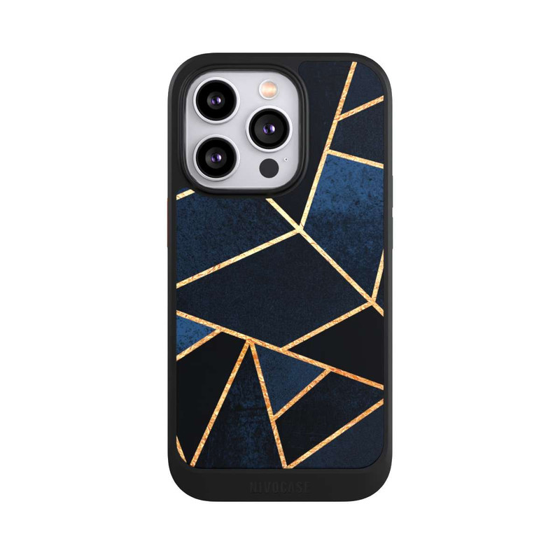 iPhone 14 Pro NIVOcore Navy Stein Golddruck