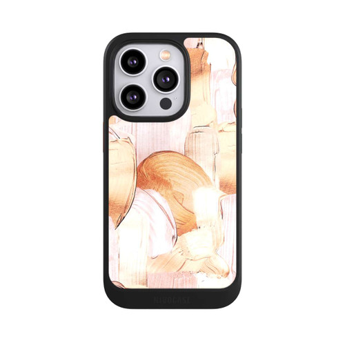 Apple iPhone 14 Pro NIVOcore Weiß/Gold Pinsel Muster