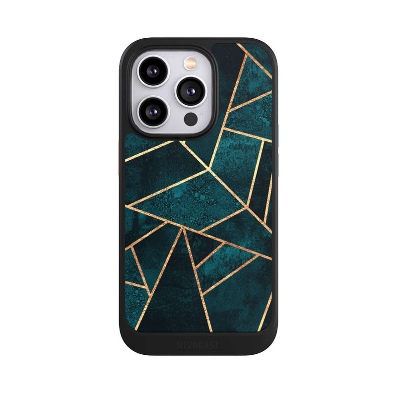 iPhone 14 Pro NIVOcore Deep Teal Stone Gold Print