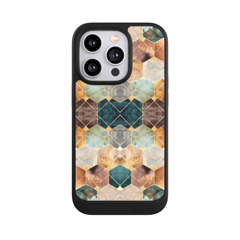 iPhone 14 Pro NIVOcore Naturfarbene Sechsecke und Diamanten