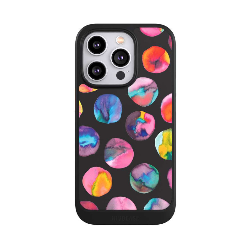 iPhone 14 Pro NIVOcore Colorful Ink Marbles Dots Black