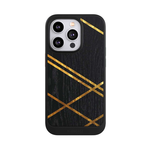 Apple iPhone 14 Pro NIVOcore Black Geometric Pattern Golden Stripes