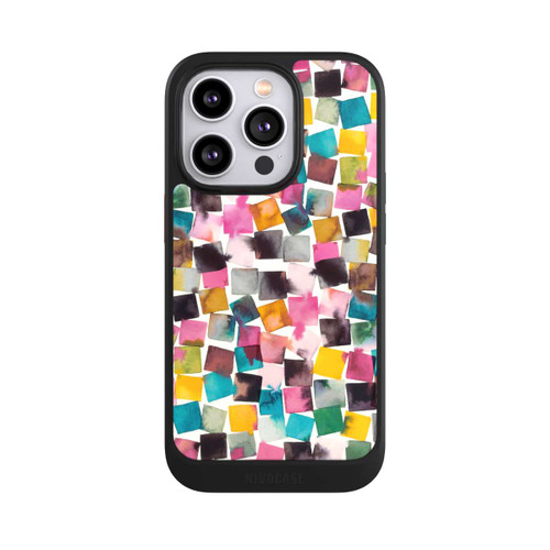Apple iPhone 14 Pro NIVOcore Plaids Géométriques Aquarelle Rose
