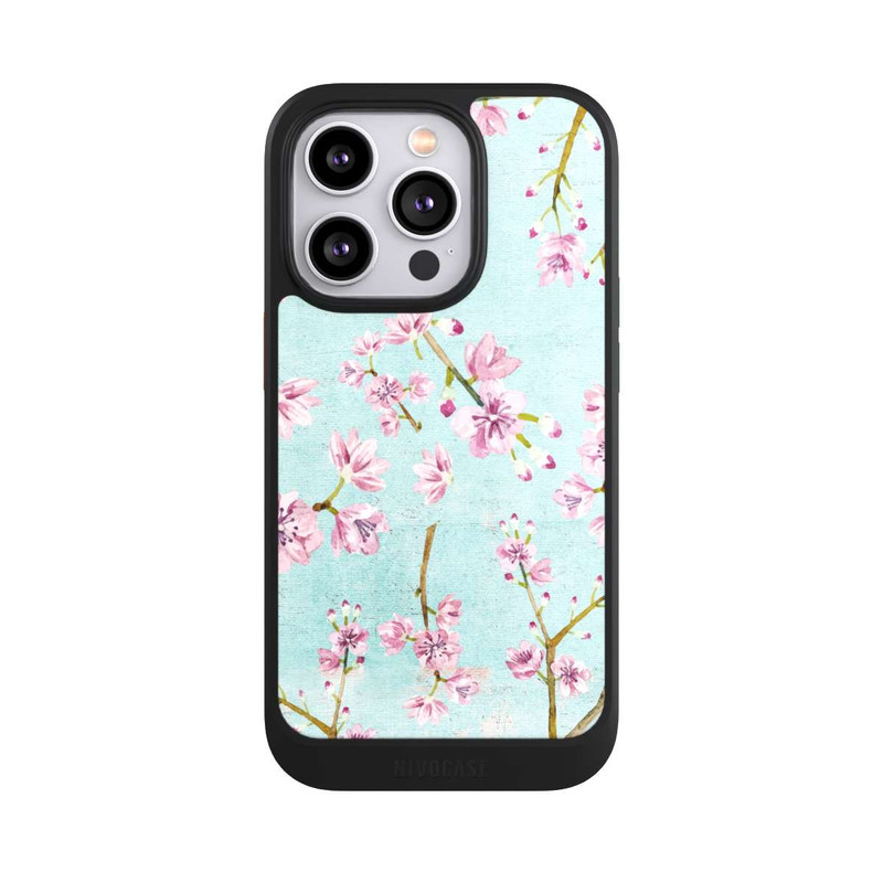iPhone 14 Pro NIVOcore Cherry Blossom Twigs Pattern Light Blue