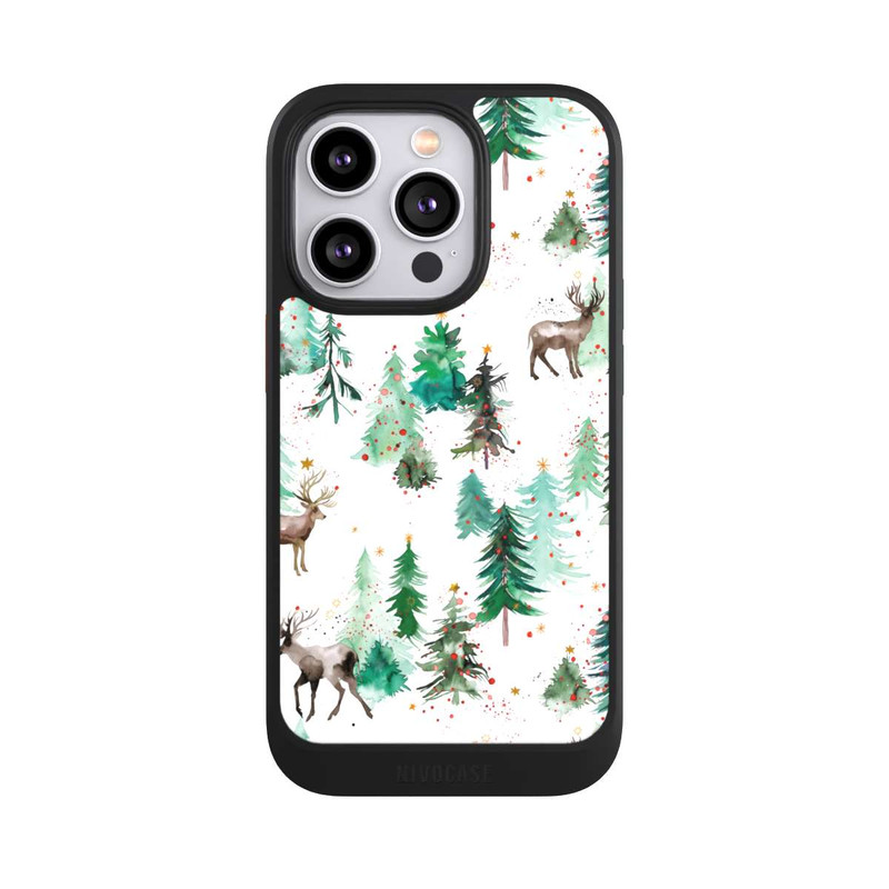 iPhone 14 Pro NIVOcore Cerfs et arbres de Noël d'hiver