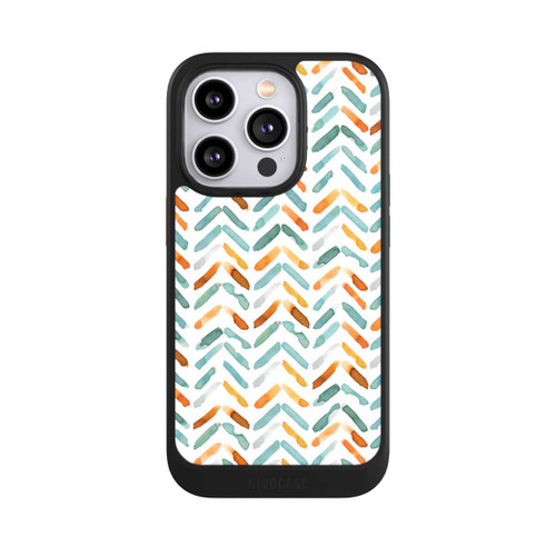 Apple iPhone 14 Pro NIVOcore Elegantes Herbstchevron Blau Orange