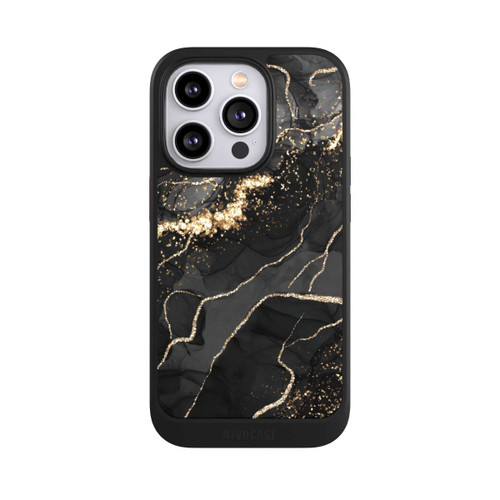 Apple iPhone 14 Pro NIVOcore Look Spirales de Marbre Sombre &amp; Or