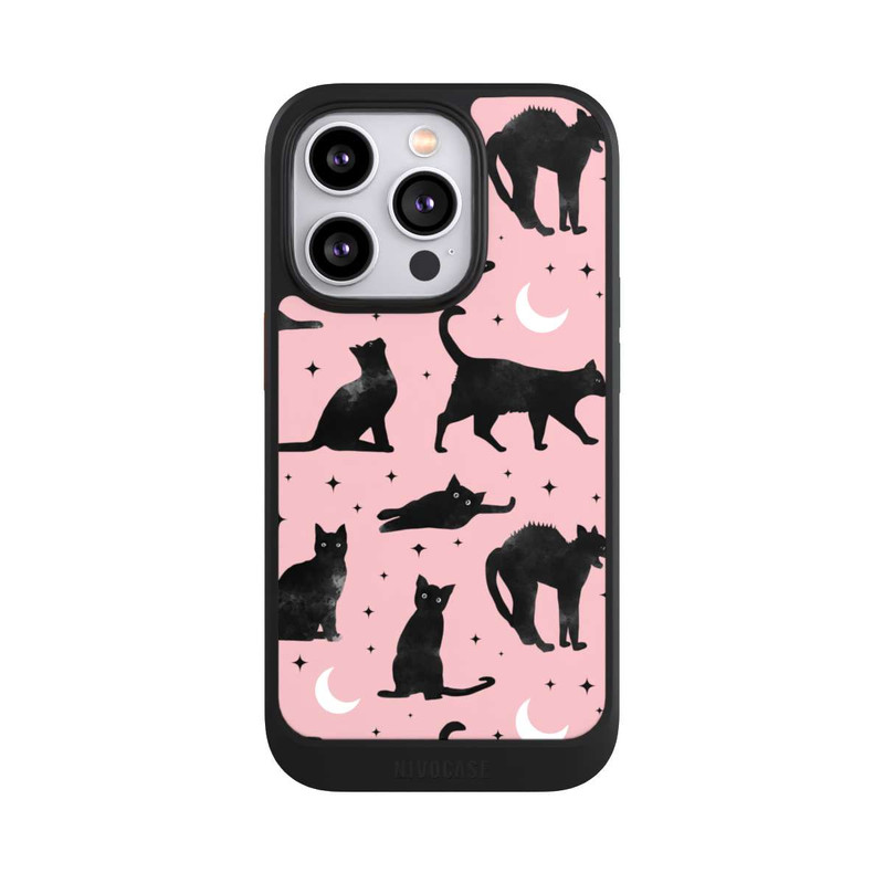 iPhone 14 Pro NIVOcore Lune & Chats Fond Rose