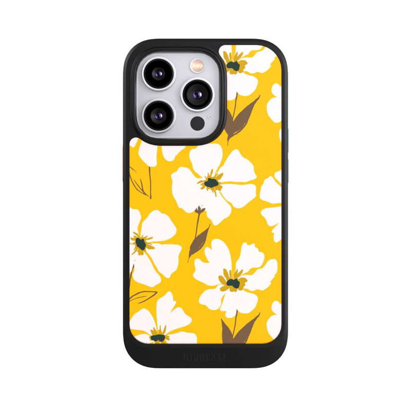 iPhone 14 Pro NIVOcore Blumenwiese auf Gelb Ocker