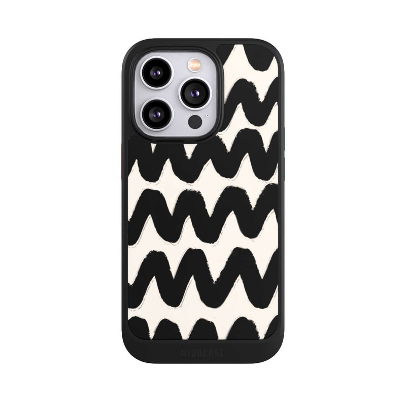 iPhone 14 Pro NIVOcore Vagues Noires Pattern