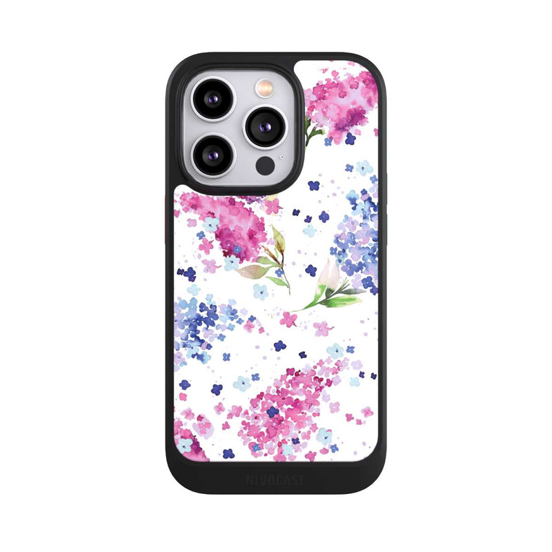 iPhone 14 Pro NIVOcore Hortensias Floraux Lilas Rose