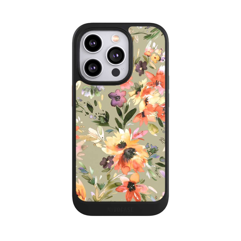 iPhone 14 Pro NIVOcore Fleurs tropicales picturales vert sauge