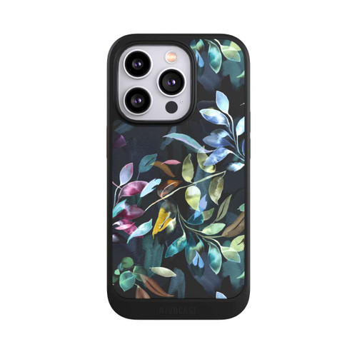 Apple iPhone 14 Pro NIVOcore Mystische Aquarellblätter schwarz