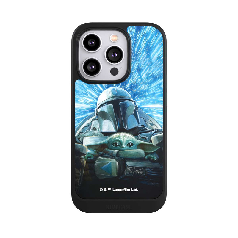iPhone 14 Pro NIVOcore Grogu und Mando fliegen blau