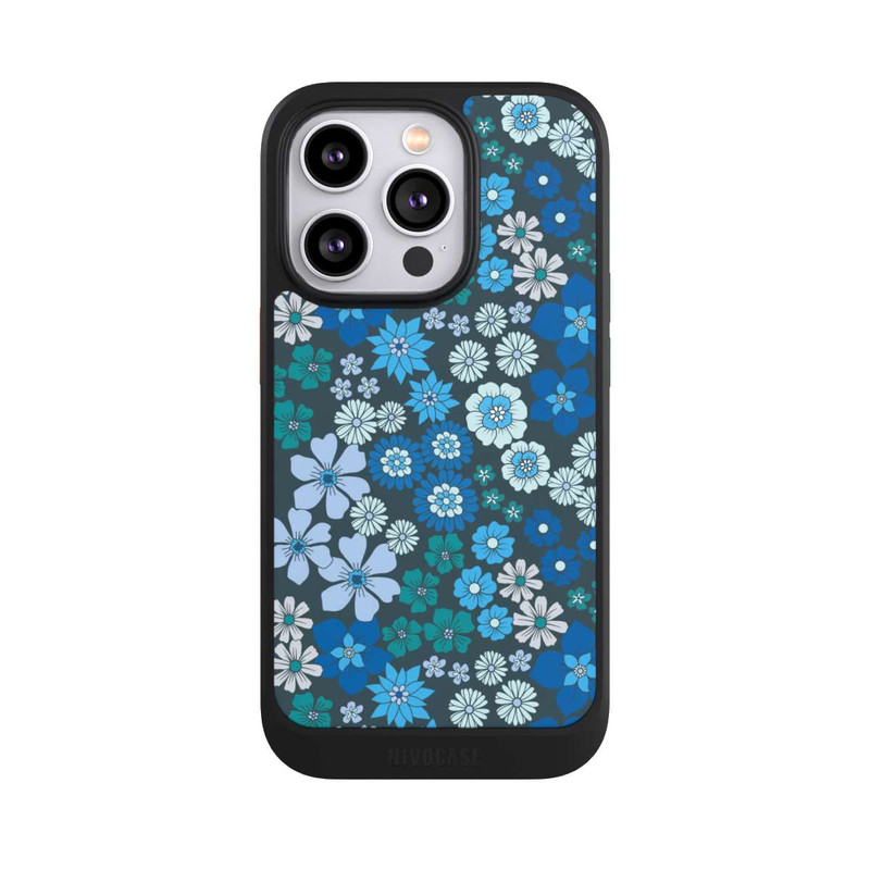 iPhone 14 Pro NIVOcore Fleurs bleues DeinDesign