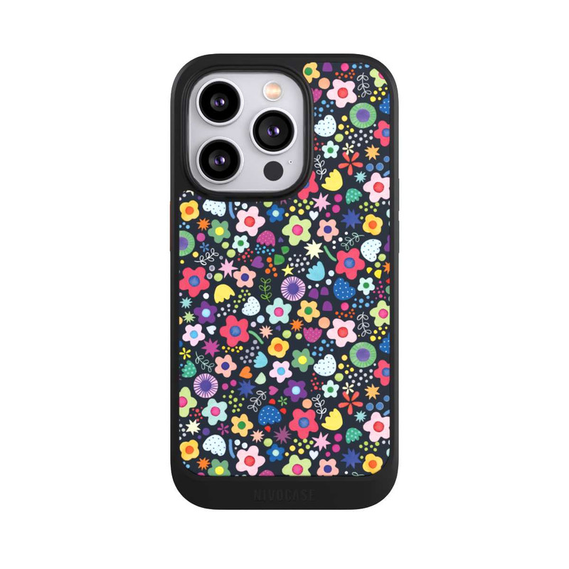 iPhone 14 Pro NIVOcore Psychedelic Flowers Multi Black