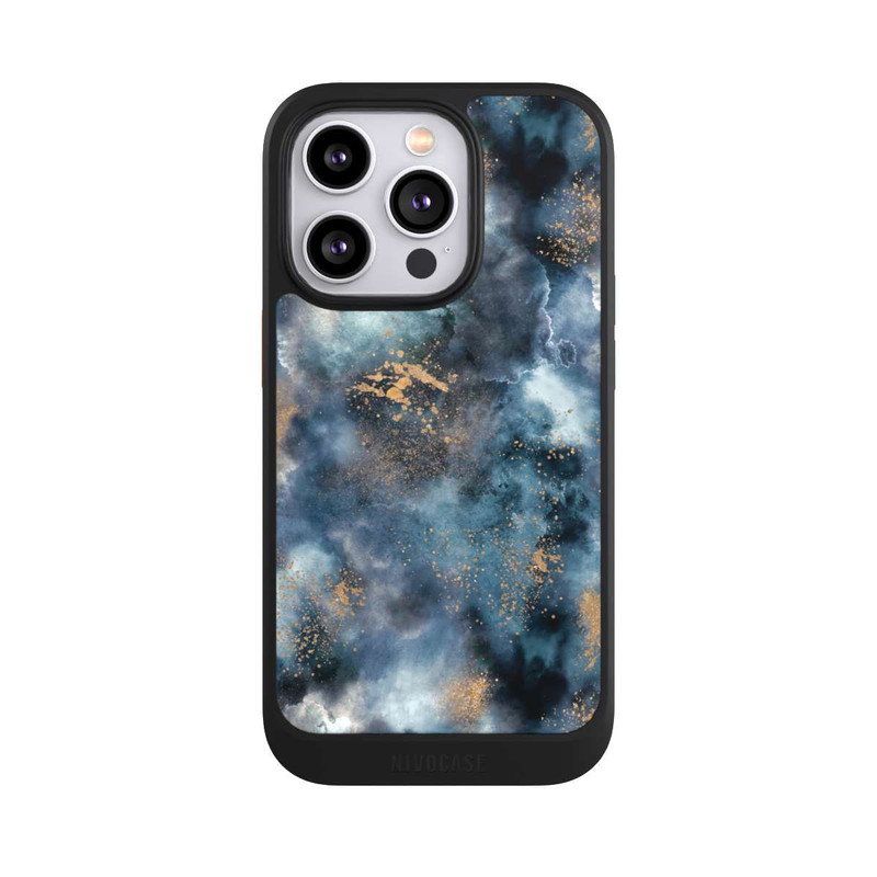 iPhone 14 Pro NIVOcore Smoky Marble Watercolor Navy