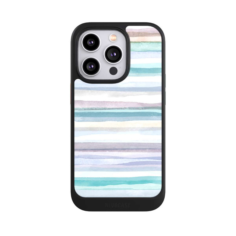 iPhone 14 Pro NIVOcore Rayures pastel bleu
