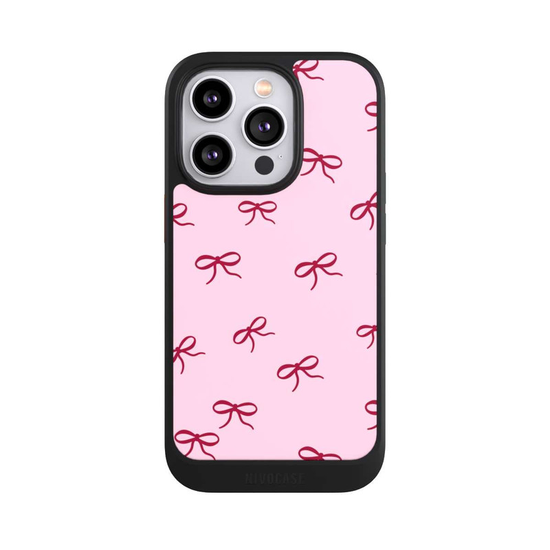 iPhone 14 Pro NIVOcore Schleifen Muster Rot Pink