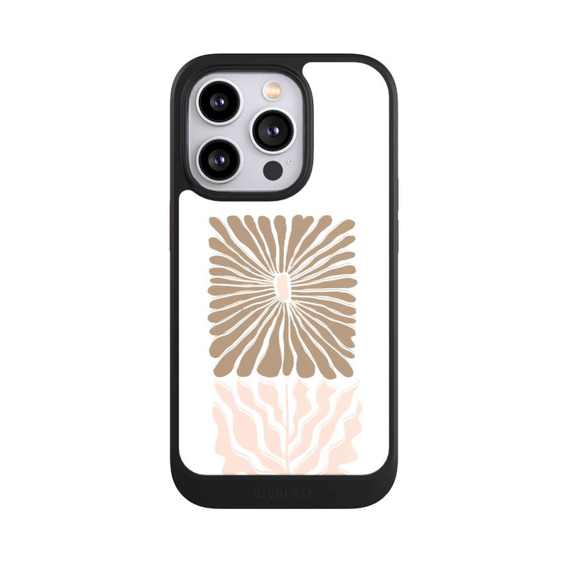iPhone 14 Pro NIVOcore Eckige Blume Hellbraun