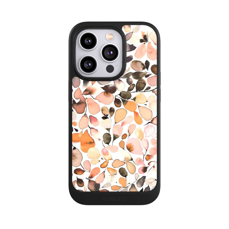 iPhone 14 Pro NIVOcore Eucalyptus Watercolor Leaves Dark Brown Autumn
