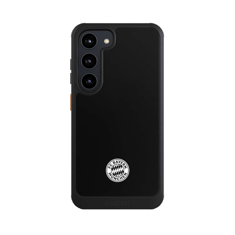 Galaxy S23 NIVOcore Logo FCB Classique Petit - Blanc sur Fond Noir