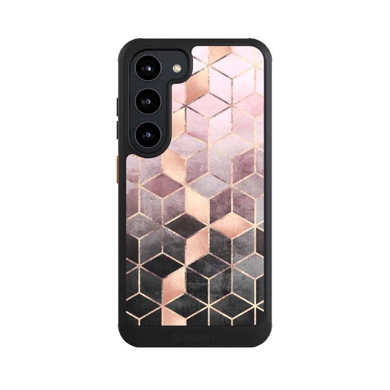 Galaxy S23 NIVOcore Pink-grauer Farbverlauf Würfel Druck