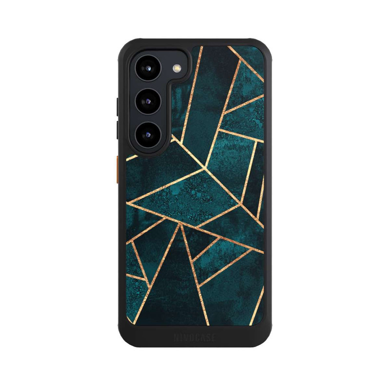 Galaxy S23 NIVOcore Tief Blaugrün Stein Gold Druck