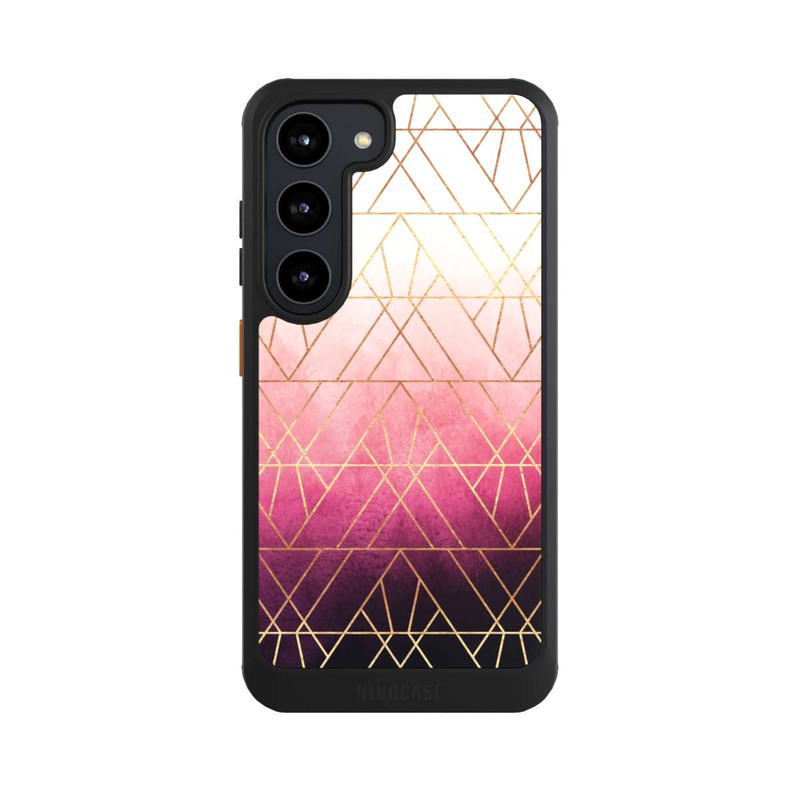 Galaxy S23 NIVOcore Triangles ombrés roses imprimé doré