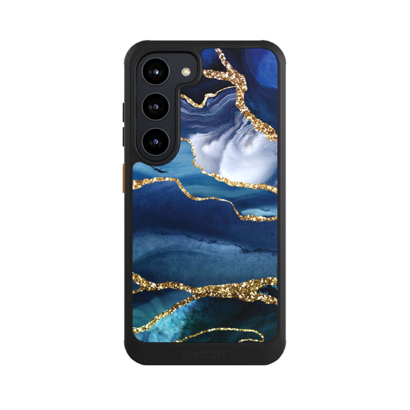 Galaxy S23 NIVOcore  Blauer Marmor Gold Glitzer Look