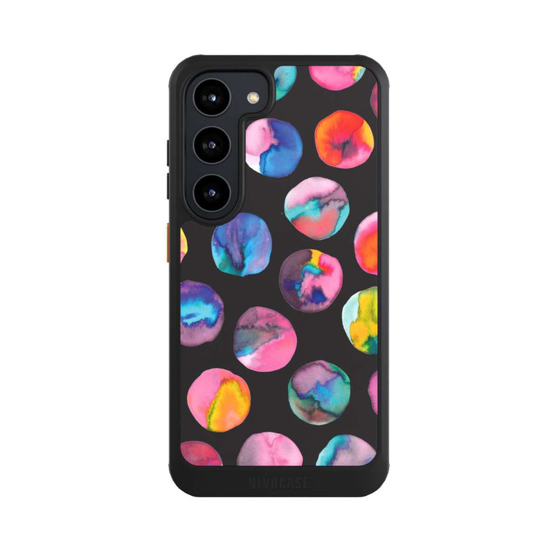 Galaxy S23 NIVOcore Bunte Tintenmurmeln Punkte Schwarz